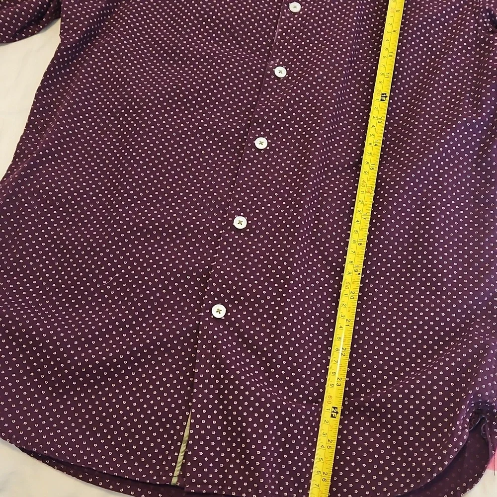 Cactus Man Micro Print Burgundy Button Down Shirt Size S